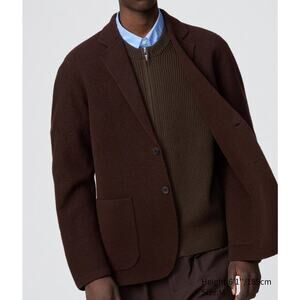 Uniqlo C Knitted Wool Blend Jacket in Dark Brown